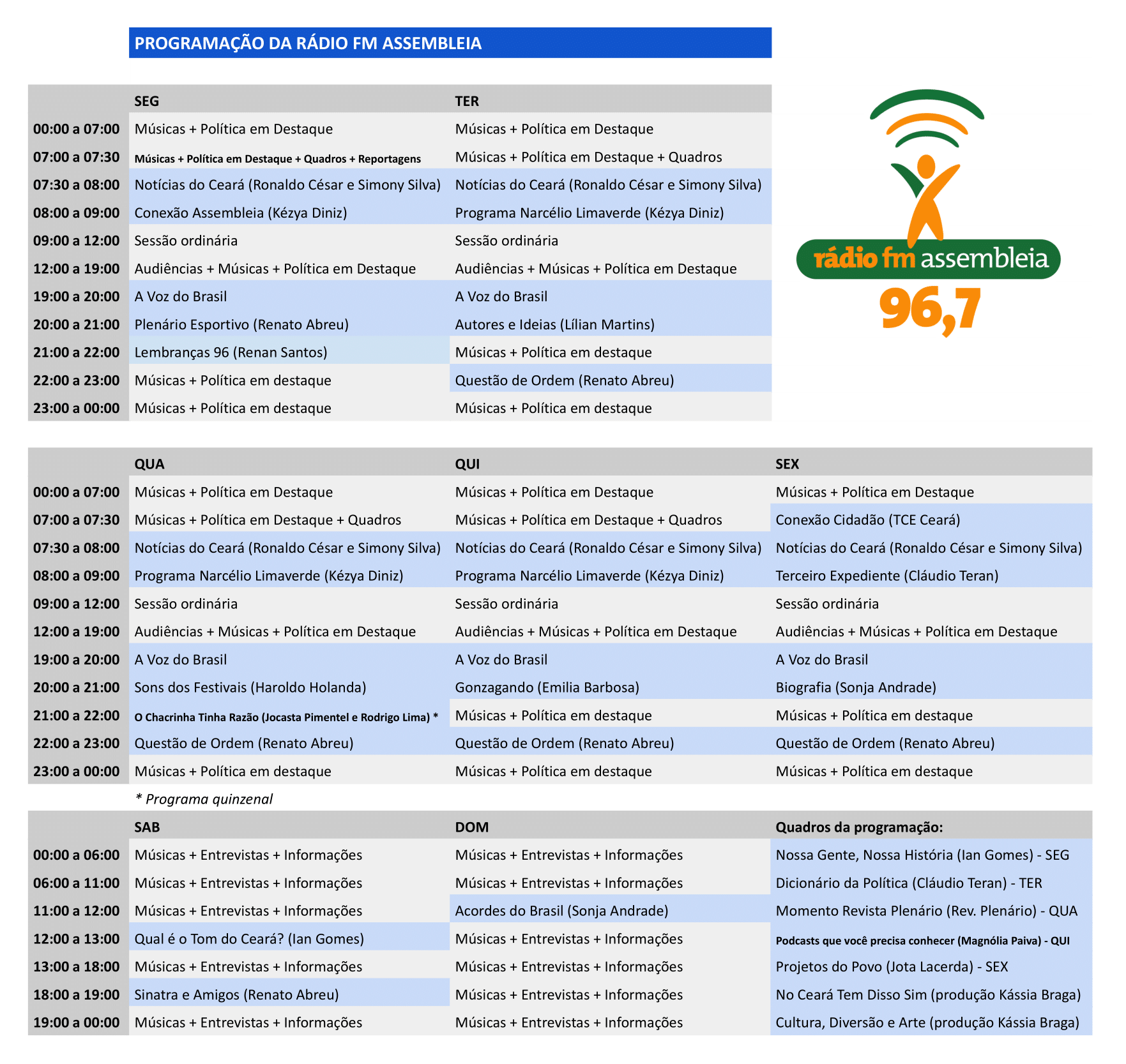 Programacao da Radio FM Assembleia