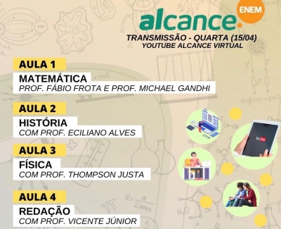 Projeto Alcance.Enem realiza aulão extra em plataforma virtual nesta quarta-feira