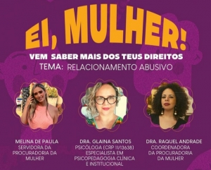 Live da Procuradoria da Mulher debate relacionamento abusivo