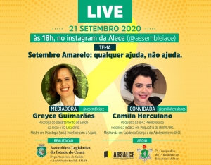 DSAS promove live sobre prevenção ao suicídio em alusão ao Setembro Amarelo