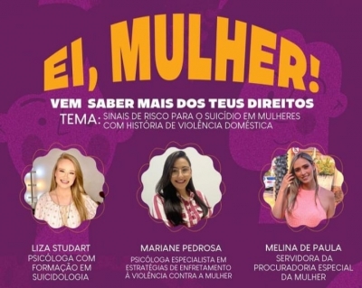 Procuradoria da Mulher realiza live sobre prevenção ao suicídio