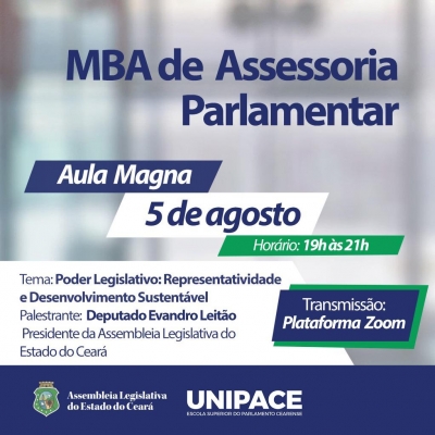 Presidente Evandro Leitão participa de aula magna de MBA da Unipace