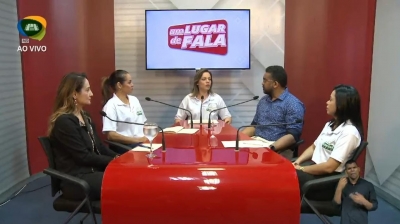 Clara Petrola, da OAB/CE, jornalista Janaina Gouveia, jornalista Cibele Couto, Emanuel freitas, cientista político e jornalista Luciana de Andrade