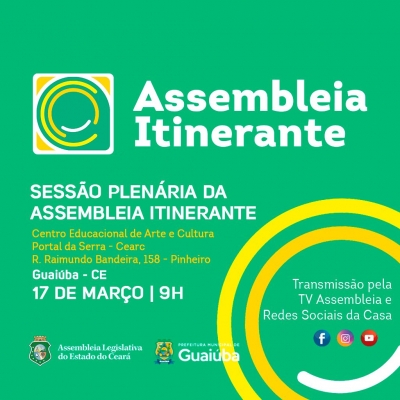 AL realiza em Guaiúba primeira sessão itinerante de 2022 nesta quinta-feira