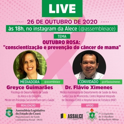 DSAS realiza segunda live sobre prevenção ao câncer de mama