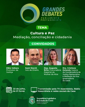 Grandes Debates aborda Cultura da Paz: mediação, conciliação e cidadania