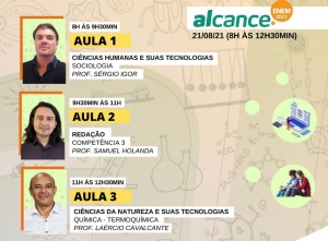 Projeto Alcance.Enem realiza aulas de Química, Redação e Sociologia